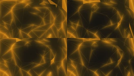 抽象未来镜头与橙色网。黑暗的晶体结构。三维几何脉冲图案。VJ循环运动背景。4K动画- 3D渲染高清在线视频素材下载