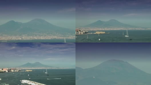 意大利那不勒斯湾全景，从维苏威到海港高清在线视频素材下载