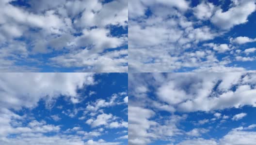 一簇积云在蓝天上扩散和漂移的镜头。在日本Cloudscape。高清在线视频素材下载