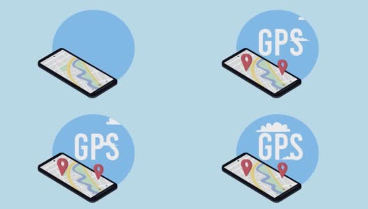 智能手机动画中的GPS定位针高清在线视频素材下载