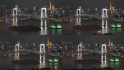 延时彩虹桥与东京塔高清在线视频素材下载
