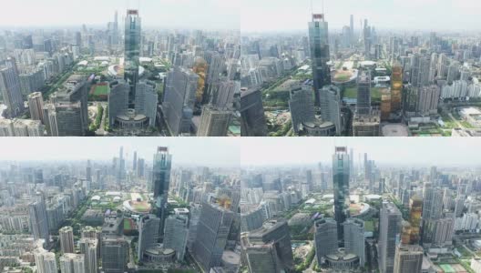 广州现代建筑鸟瞰图和城市景观，实时。高清在线视频素材下载