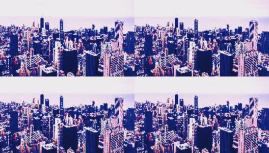 T/L像素艺术大都市，芝加哥天际线鸟瞰图/芝加哥，伊利诺伊州高清在线视频素材下载
