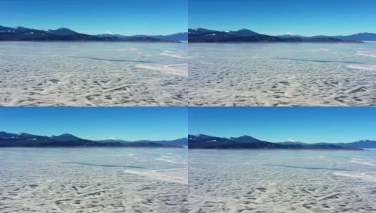 飞过俄勒冈州结冰的湖面高清在线视频素材下载