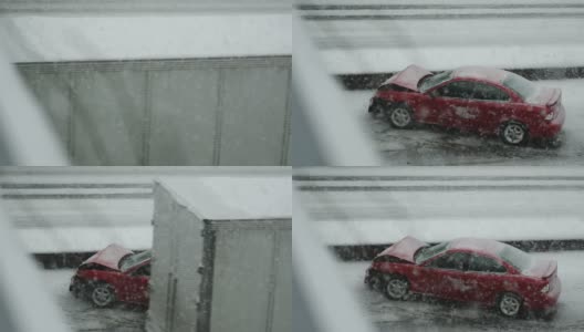 冬季在暴风雪中驾驶高清在线视频素材下载