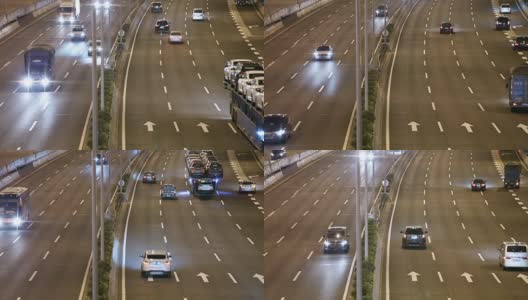 城市交通在夜间立交桥高清在线视频素材下载