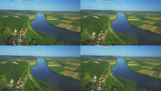 巴伐利亚州的多瑙河和瓦尔哈拉纪念馆高清在线视频素材下载