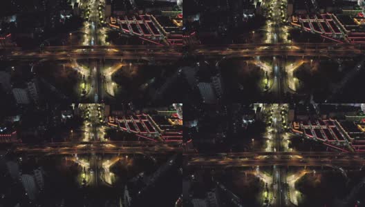 中国云南昆明高架立交桥上夜晚的红绿灯高清在线视频素材下载