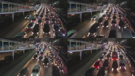 交通堵塞时拥挤车辆的时间推移高清在线视频素材下载