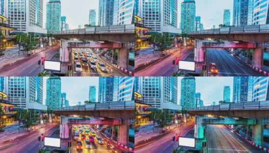 曼谷街道白天的交通灯轨迹高清在线视频素材下载
