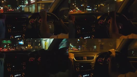 一个男人在晚上开车高清在线视频素材下载