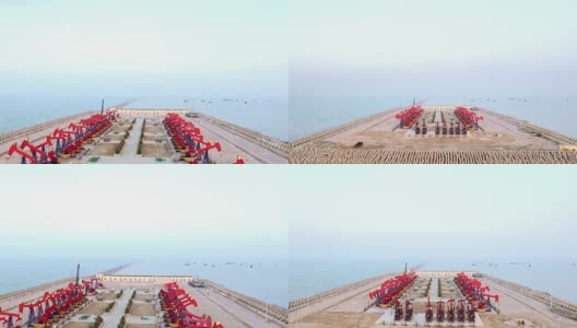 油泵上看到在中国山东，无人机拍摄4k高清在线视频素材下载