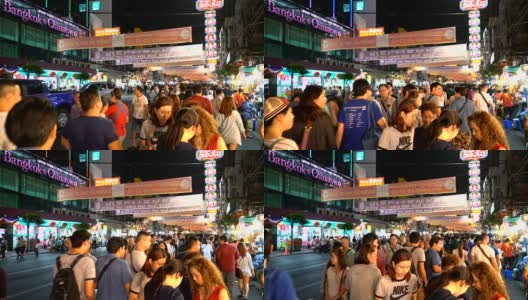 晚上在曼谷唐人街耀华路高清在线视频素材下载
