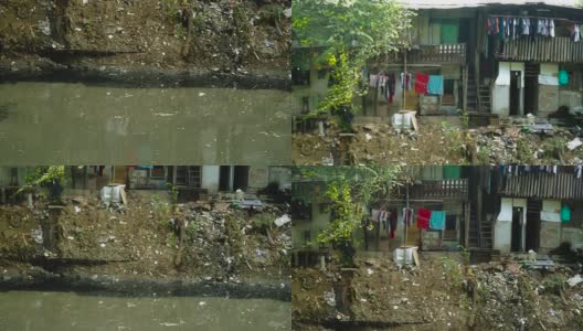 肮脏的河流和穷人的房子高清在线视频素材下载