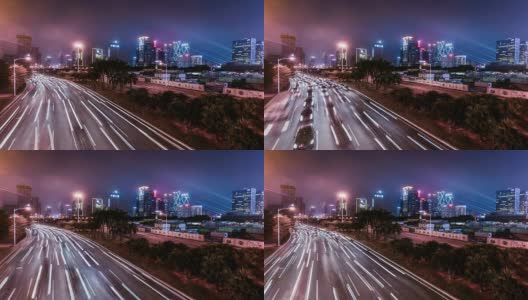 中国深圳，2014年11月20日:中国深圳，深圳的交通和建筑夜景高清在线视频素材下载