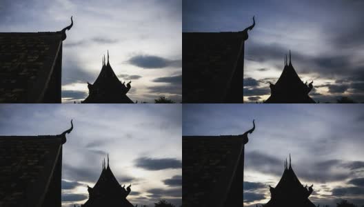 云在泰国清迈的泰国佛教寺庙上空移动的时间流逝高清在线视频素材下载