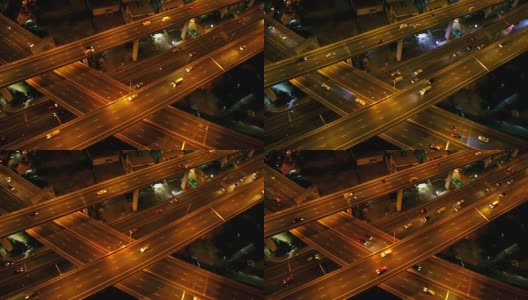 高清视频高速公路在夜间俯视图，交通工业概念高清在线视频素材下载