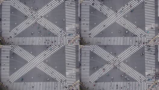 无人机视角的城市街道交叉口高清在线视频素材下载