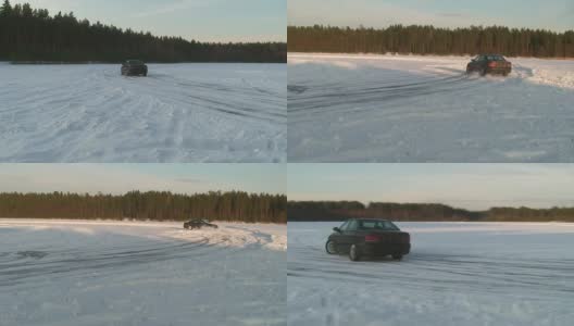 汽车在雪中打转高清在线视频素材下载