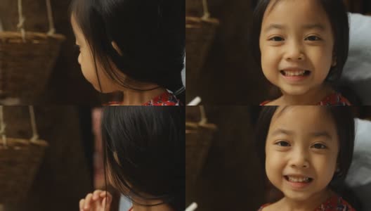亚洲可爱的小女孩微笑高清在线视频素材下载