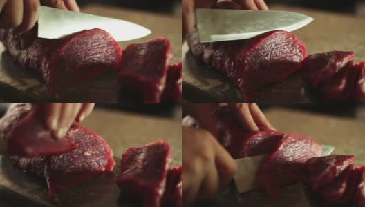 牛里脊肉牛肉切高清在线视频素材下载