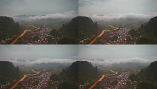 雾围绕着山峰和小山高清在线视频素材下载