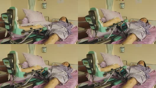 快速射击:躺在医院病床上的亚洲老妇人高清在线视频素材下载