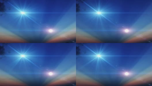 CG动画2闪烁的星星在天空与光线。高清在线视频素材下载