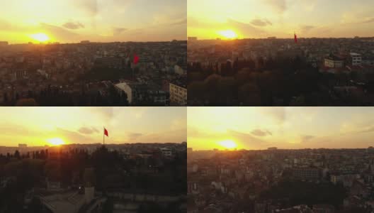 伊斯坦布尔皮埃尔·洛蒂和波什波尔斯土耳其国旗阿威夫高清在线视频素材下载