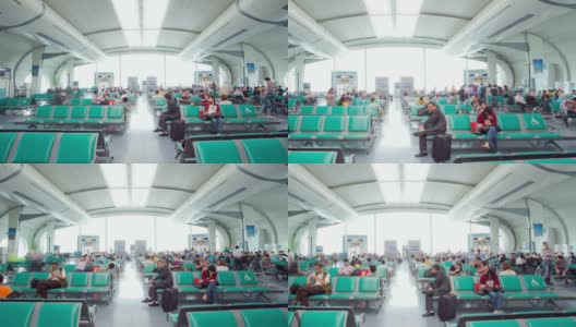 在起飞前，候机厅挤满了旅客高清在线视频素材下载