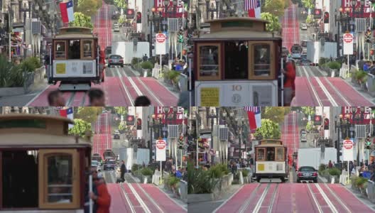 旧金山鲍威尔大街的缆车高清在线视频素材下载