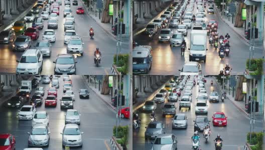 城市的道路交通，许多汽车在十字路口高清在线视频素材下载