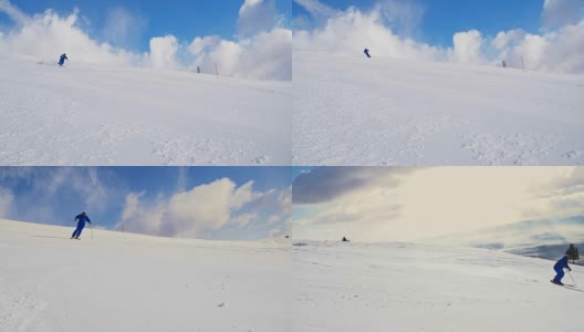 SLO MO Man滑下滑雪坡高清在线视频素材下载