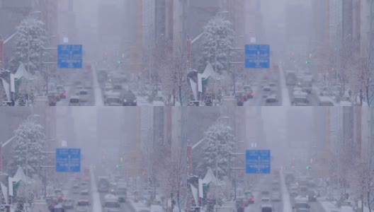 东京市内大雪纷飞高清在线视频素材下载