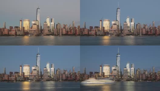 4K白天到晚上的视频延时纽约市下曼哈顿在日落高清在线视频素材下载