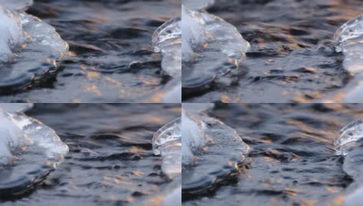 冰之间的流水高清在线视频素材下载