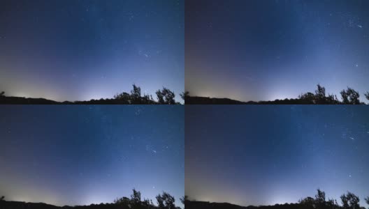 夜晚的星星和银河系在托斯卡纳山脉后面移动高清在线视频素材下载