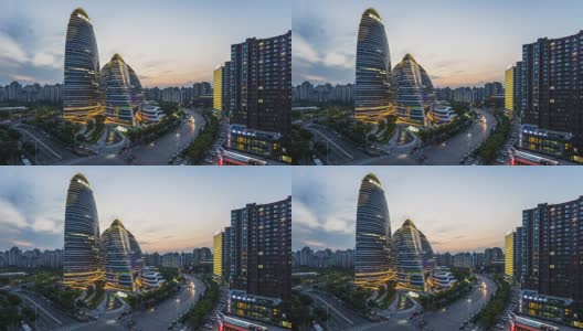 时光流逝——中国北京城市著名地标，望京夜景高清在线视频素材下载