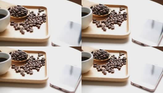 咖啡豆和手机高清在线视频素材下载