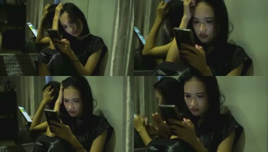 一名亚洲女子得知男友在社交媒体上出轨后非常愤怒高清在线视频素材下载