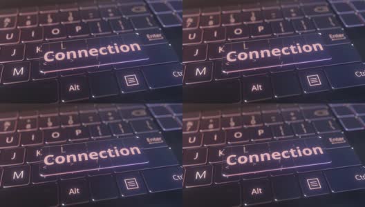 未来的电脑键盘和透明的连接信息高清在线视频素材下载