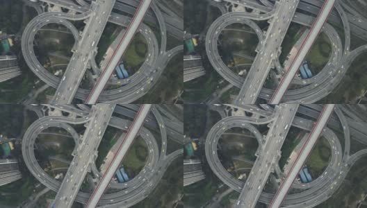 复杂的立交桥和繁忙的交通鸟瞰图高清在线视频素材下载