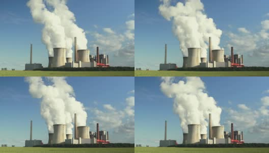 农业景观中的燃煤电厂高清在线视频素材下载