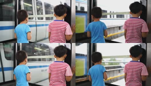 在月台等车的小孩高清在线视频素材下载