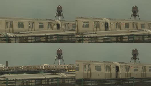 纽约市皇后区的户外地铁列车高清在线视频素材下载