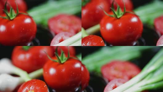 SLO MO散焦拍摄混合蔬菜高清在线视频素材下载