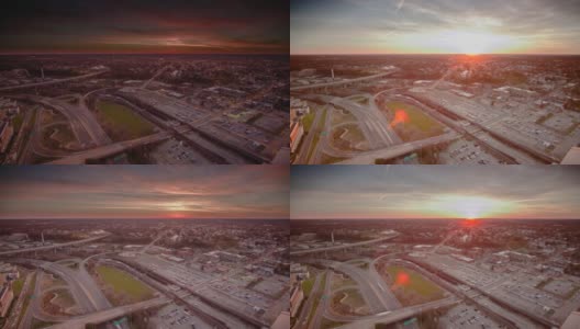 美轮美奂的高角度时间推移太阳升起在里士满，弗吉尼亚州，美国高清在线视频素材下载