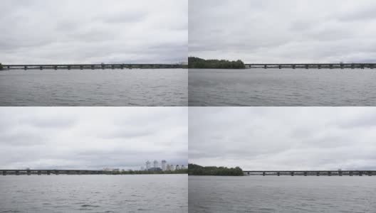 横跨基辅第聂伯河的大桥高清在线视频素材下载