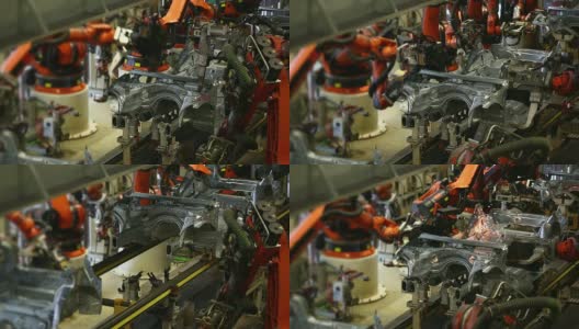 机器人在车身上焊接高清在线视频素材下载