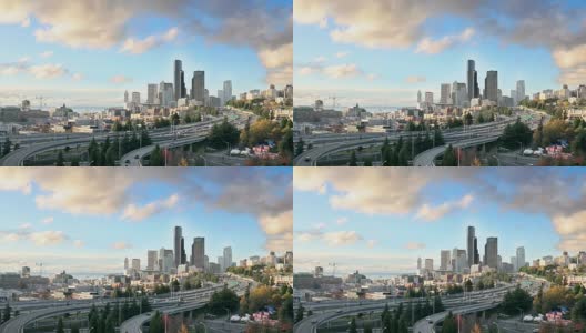 美国西雅图的城市景观和天际线高清在线视频素材下载